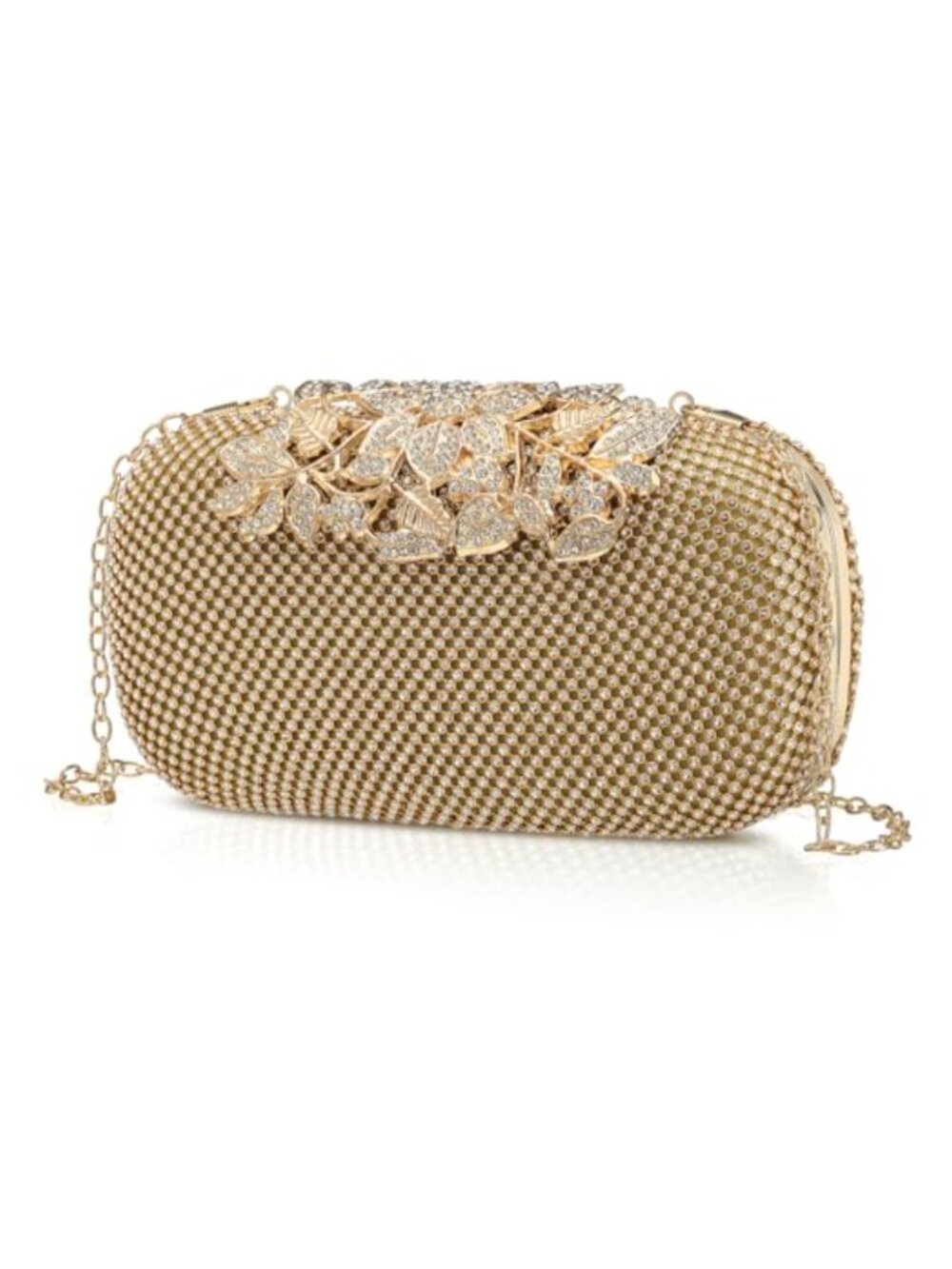 Rhinestone Crystal Clutch Purse Evening Bag Vintage Clasp Handbag Detachable